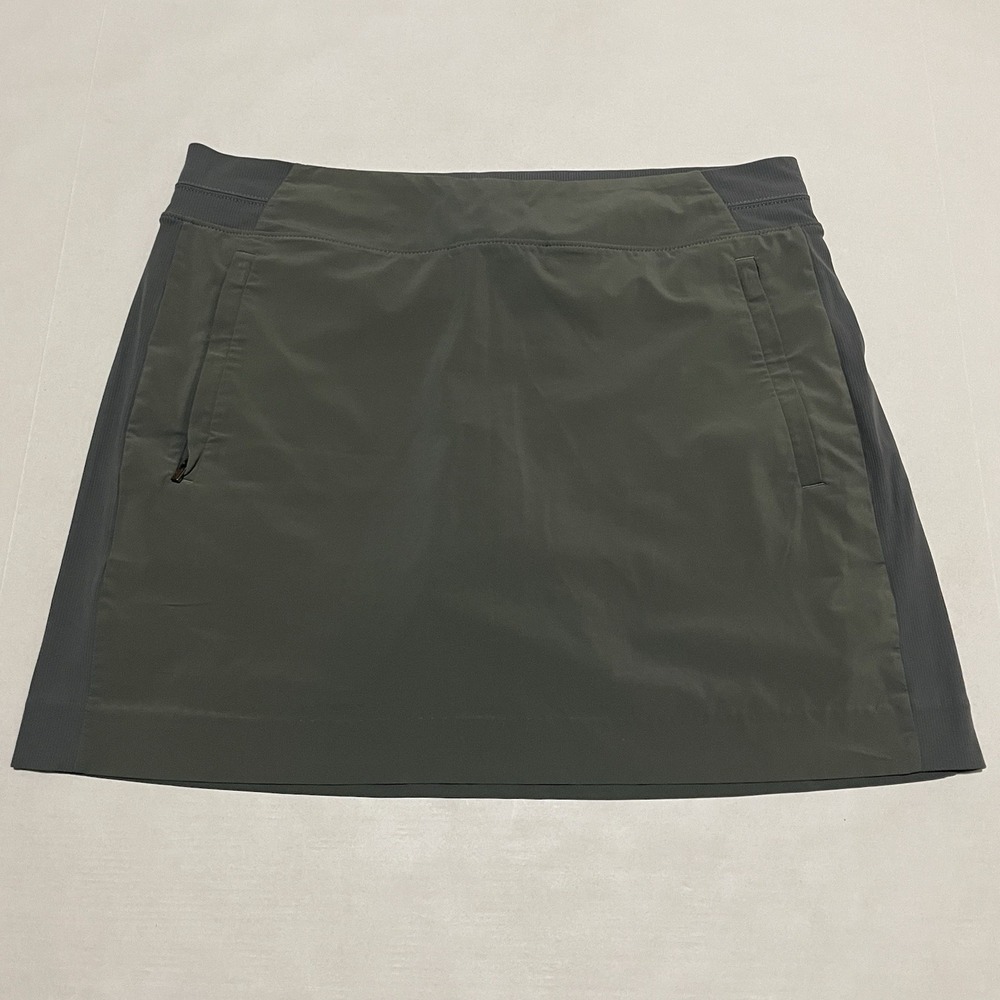 Athleta Skirt Skort Women's Zip Pockets Golf Tennis Size 12 Gray Green